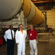 Chief Master Sergeant Jeff Hall, Jim Cotter, Dr. Slater in front DELTA rocket assembly @ Cape Canaveral Air Force Station